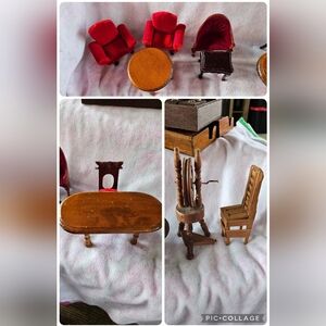 Miniature Wooden Hand Crafted Furniture Set 9 Pieces